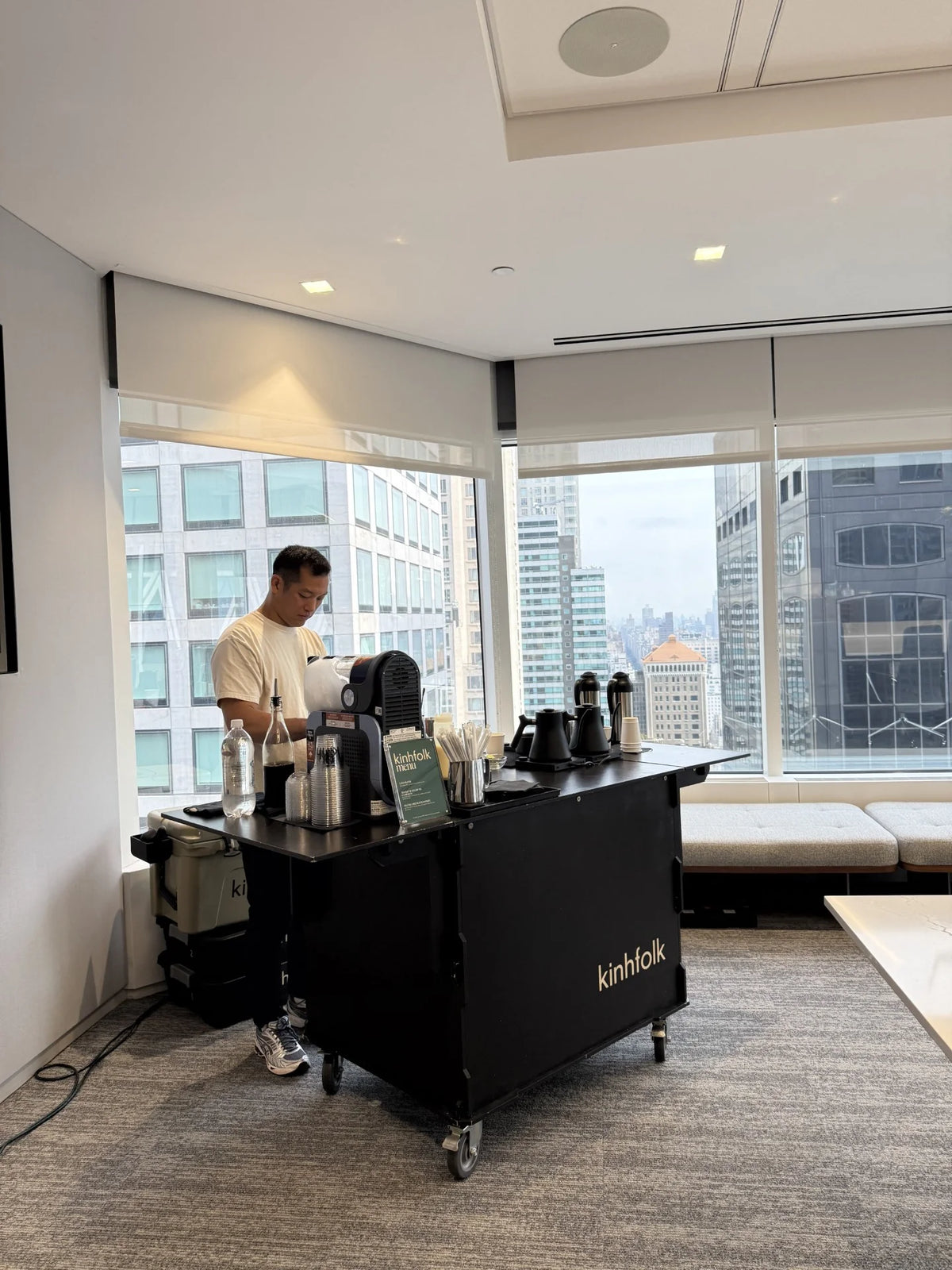 Kinhfolk mobile coffee cart and team in Brooklyn, NY